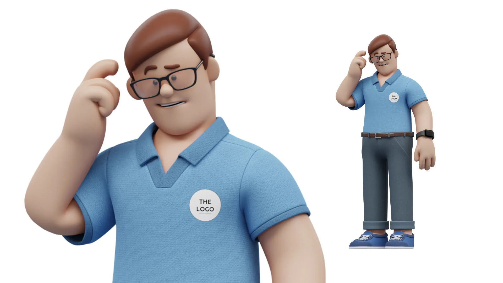 Customizable Office Illustration Man full body render